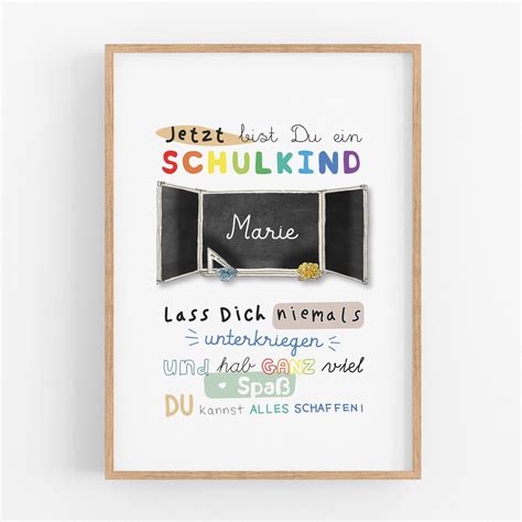 Personalisiertes Poster Endlich Schulkind Motivation Zum Schulanfa