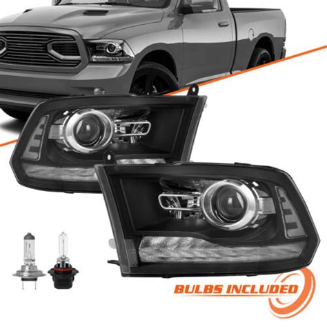 For 2009 2018 Dodge Ram 1500 2500 3500 Headlights Led Drl Black