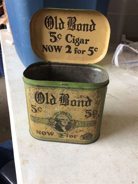 Vintage Old Bond Cigar Tin Antique Tobacco Advertising Tin Vintage