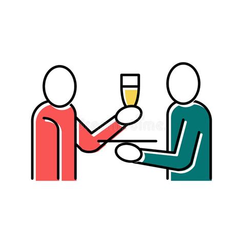 Waiter Offering Drinks Color Icon Vector Illustration Stock Vector