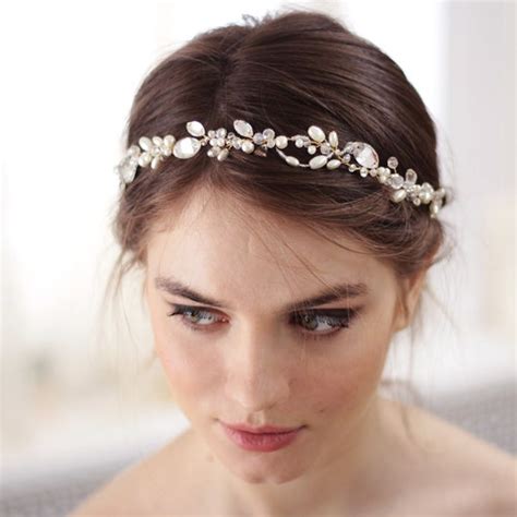 Pearl Wedding Hair Vine Boho Bridal Headpiece Gold Pearl Etsy