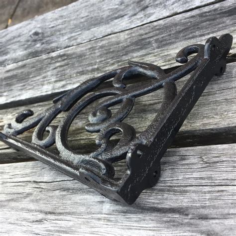 A Pair Antique Style Cast Iron Brackets Garden Braces Rustic Shelf