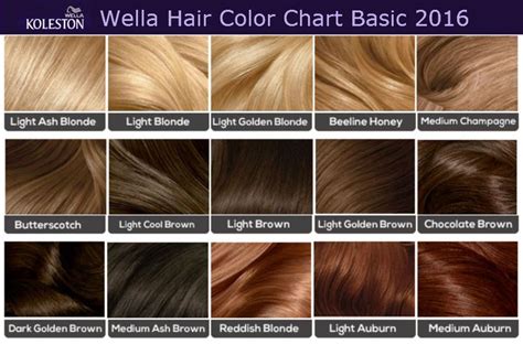 Basic Hair Colors Chart 2016 Gabor Loreal Wella Revlon Garnier