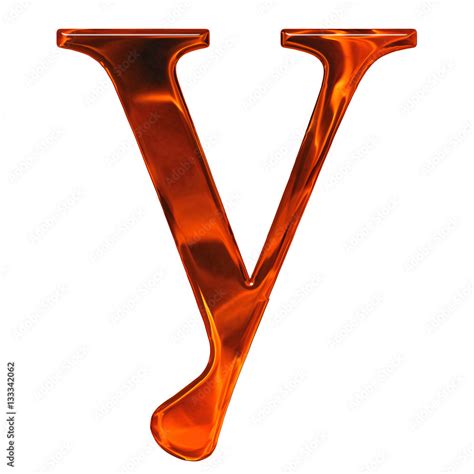 Lowercase Letter Y The Extruded Of Glass With Pattern Flame I Stock