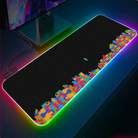 XGZ alfombrilla de ratón para Gaming RGB fondo negro Tetris teclado