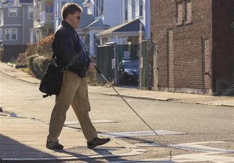 Blind Man Crossing The Street Stock Image F0124767 Science Photo