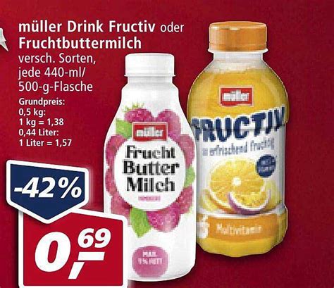 M Ller Drink Fructiv Oder Fruchtbuttermilch Angebot Bei Real