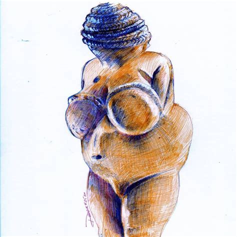 VENUS OF WILLENDORF SCULPTURE DRAWING Completed In Ballpoint Pen