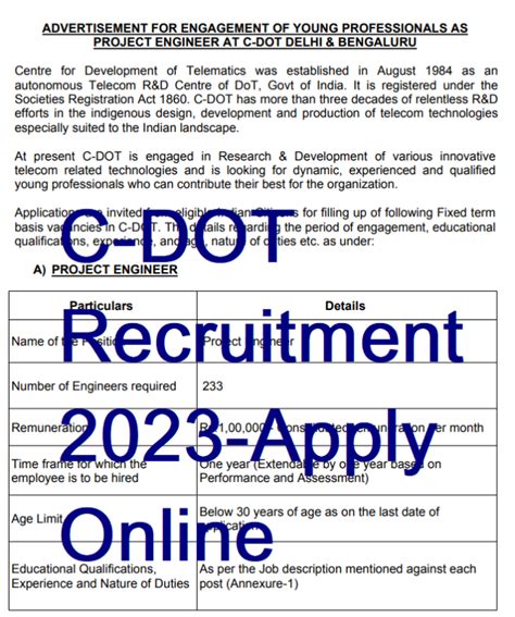 C Dot Recruitment 2023 Apply Online