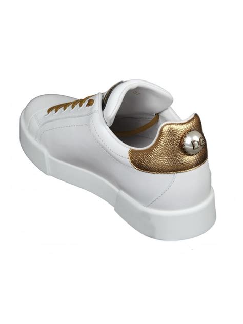 Dolce & Gabbana - Dolce & Gabbana White Leather Sneakers - White / Gold ...