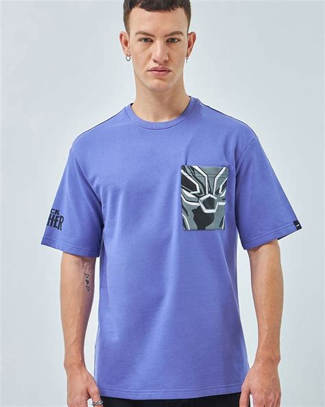 Buy Mens Blue Black Panther Graphic Printed Oversized T Shirt Online