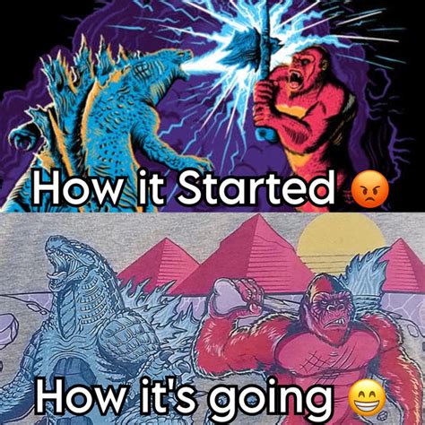 Godzilla X Kong Then And Now Godzilla Vs Kong Know Your Meme