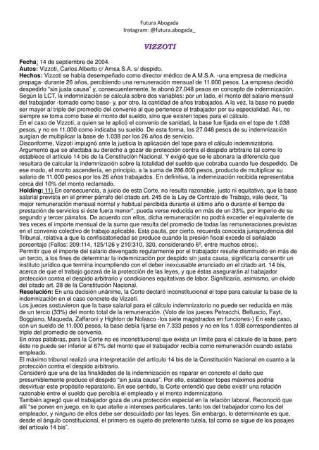 Resumen Fallo VIZZOTI Derecho Constitucional 1 UNLAM Futura