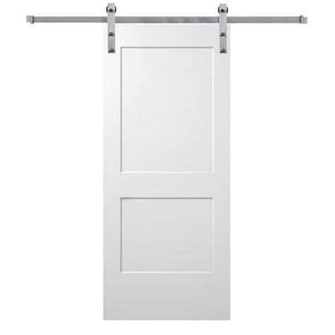 Mmi Door 32 In X 80 In Smooth Monroe Primed Composite Sliding Barn Door With Stainless Steel