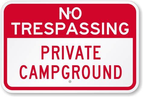 Private Campground Sign Free Shipping Sku K 9985