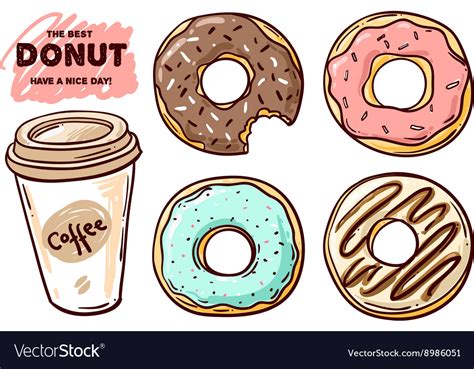 Hand Drawn Donut Royalty Free Vector Image Vectorstock