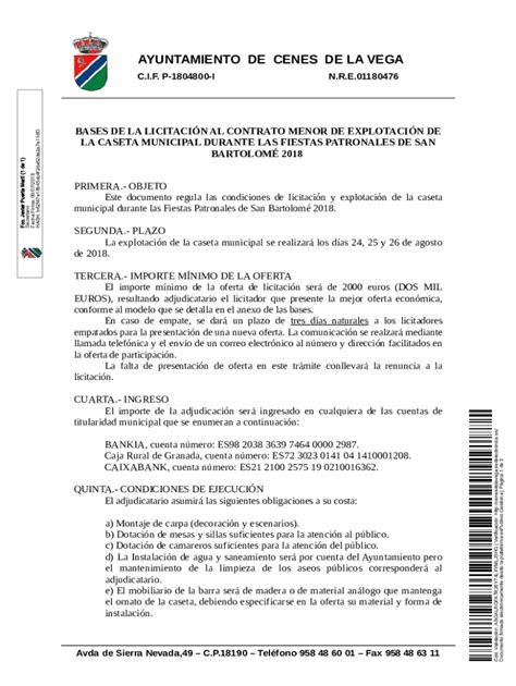 Completable En línea bases de la licitacin al contrato menor de