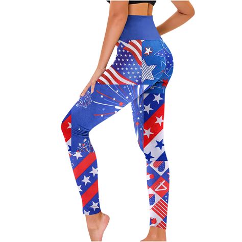 Patriotic High Waist Leggings For Women 4th Of July American Flag Patterned Compression Tummy