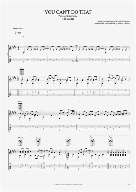 You Can't Do That by The Beatles - Picking Solo Guitar Guitar Pro Tab ...