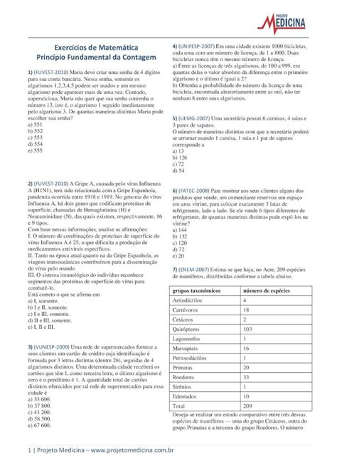 Pdf Exerc Cios De Matem Tica Unifesp Princ Pio Pdf