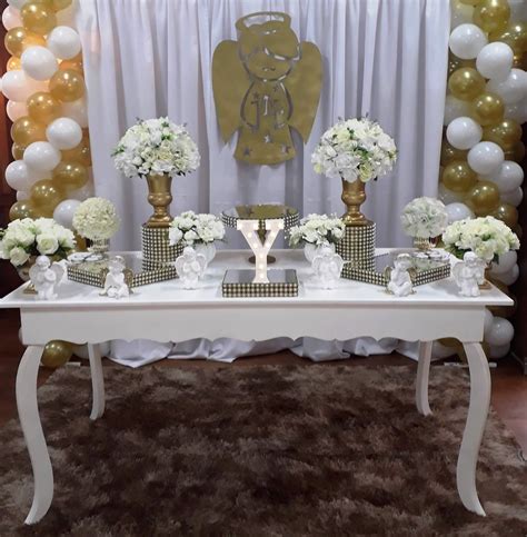 Steffanina Decorações de Festas e Eventos Decoração Batizado Dourado