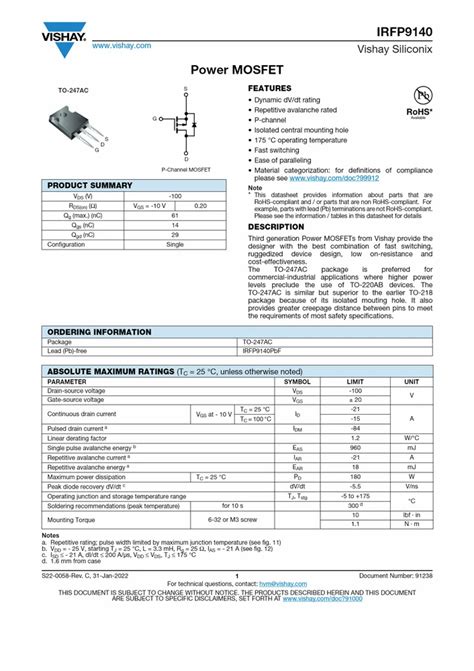 Irfp9140 P Channel Power Mosfet At Rs 60pieces Power Mosfets In