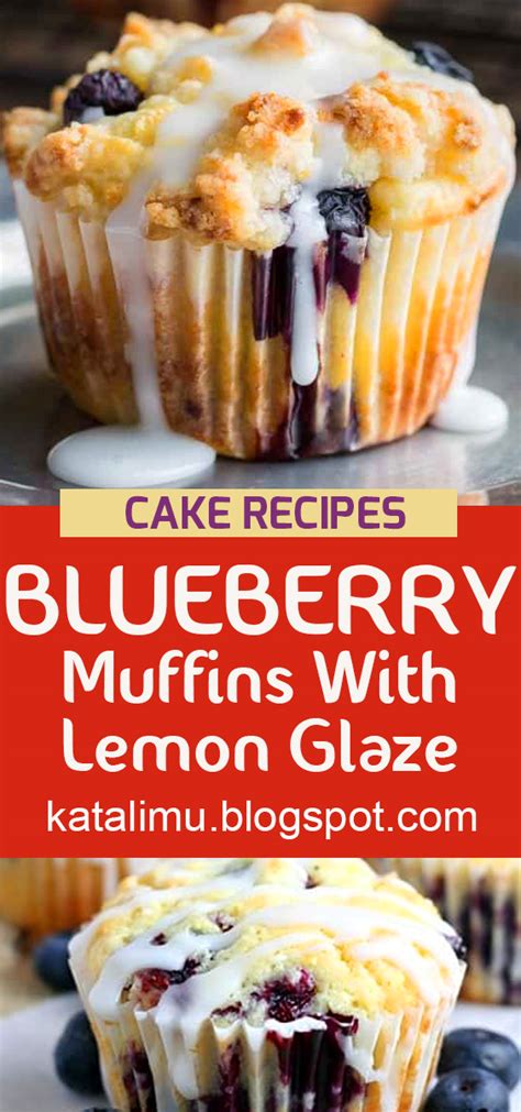 Fresh Blueberry Muffins With Lemon Glaze Food And Healthy