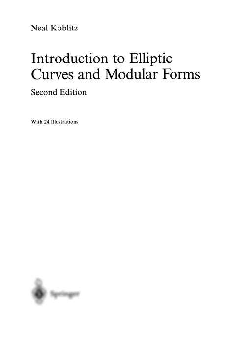 Solution Introduction To Elliptic Curves And Modular Forms Neal