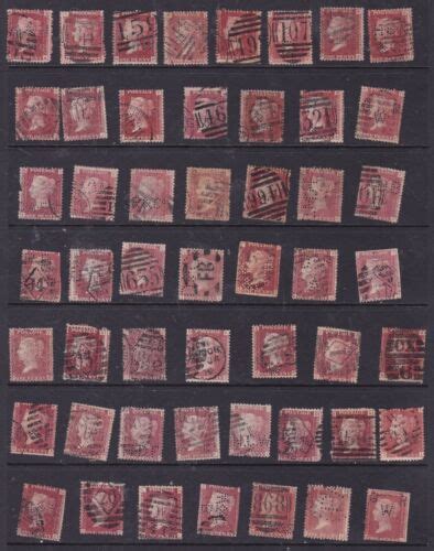 1d Penny Red Plate Postage Stamps With Perfins GB QV Victorian Line