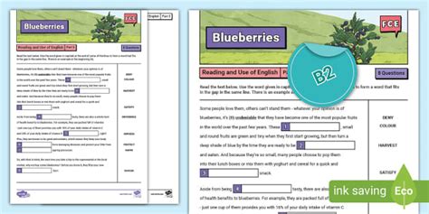 ESL B2 FCE Reading And Use Of English Practice Twinkl