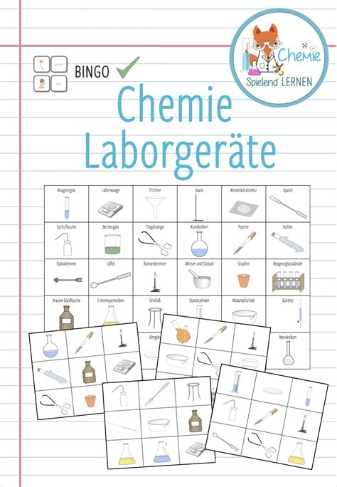 Laborgeräte Chemie Bingo Unterrichtsmaterial im Fach Chemie