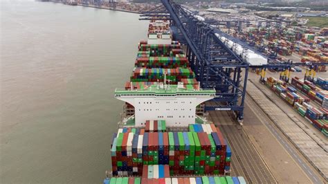 Worlds Largest Cargo Ship Ever Ace Docks At Port Of Felixstowe Uk