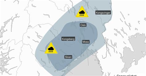 Gult Farevarsel Om Styrtregn I øst Og Vest