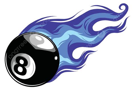 Vector Cartoon Of An Eight Ball Billiard On Fire With Flaming Flames