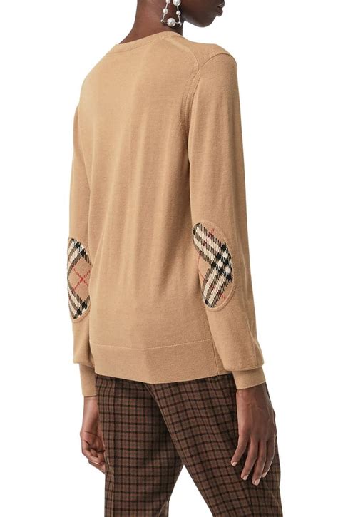 Burberry Bempton Tartan Elbow Patch Merino Wool Sweater Nordstrom Merino Wool Sweater Elbow