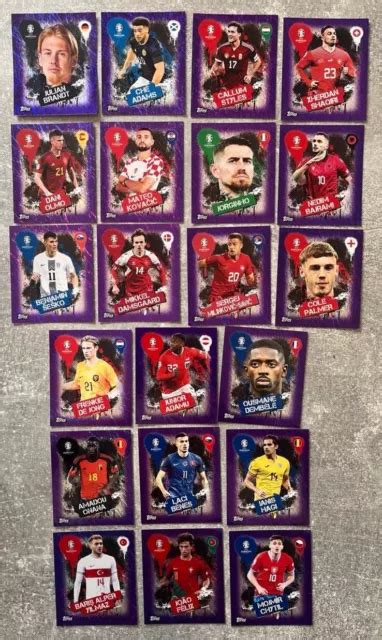 Topps Euro Em Alle Lila Sticker Komplett Purple Parallel