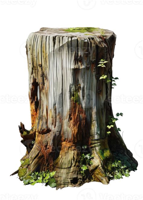 Ai Generated Textured Rough Wood Stump Isolated 36334071 Png