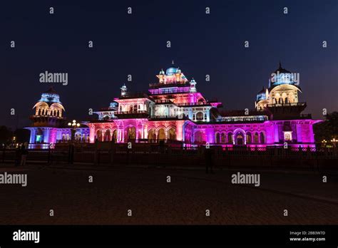 Albert Hall museum in India, Jaipur, night view Stock Photo - Alamy