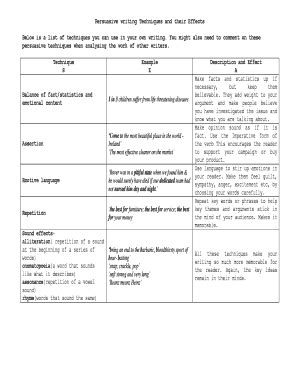 Fillable Online Persuasive Writing Techniques And Their Effects Fax