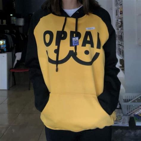 Moletom Oppai One Punch Man Raglan Capuz Amarelo E Preto