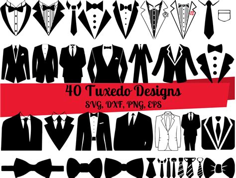 40 Tuxedo SVG Bundle Suit svg Tuxedo svg Tuxedo dxf Tuxedo Etsy España