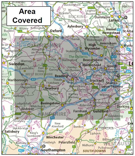Berkshire County Boundary Map Digital Download Uk