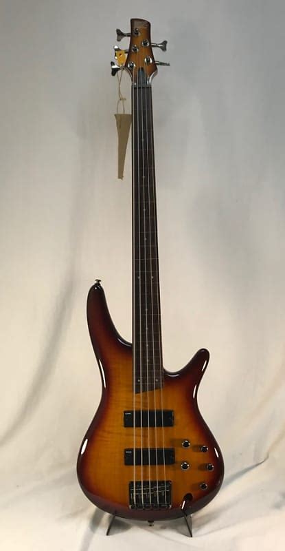 Ibanez Sr375f 5 String Fretless Electric Bass Brown Burst Reverb