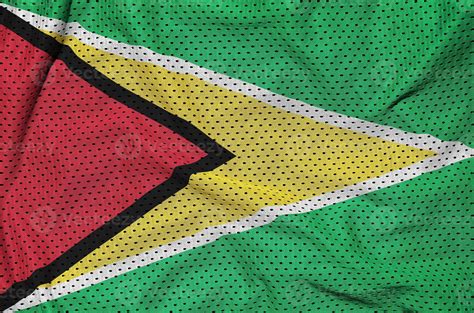 Guyana Flag Printed On A Polyester Nylon Sportswear Mesh Fabric