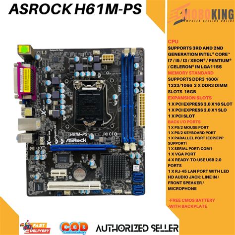 ASROCK H61M PS 3RD 2ND GEN Motherboard H61 Socket LGA 1155 I3 I5 I7