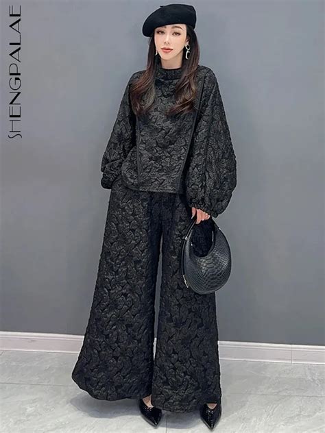 Shengpalae Fashion Women S Jacquard Piece Set Casual Full Sleeve