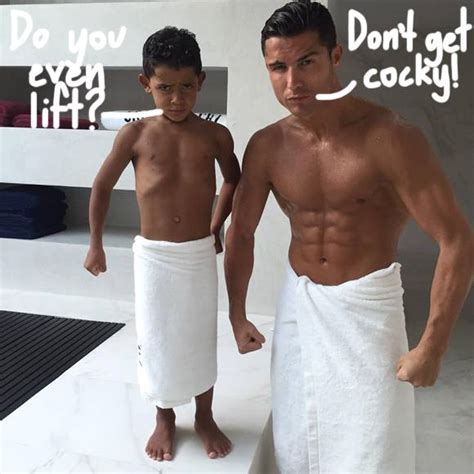 Quadserv Cristiano Ronaldo And His Mini Me Son Flex Their Muscles In