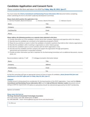 Fillable Online Dcat Candidate Application And Consent Form DCAT