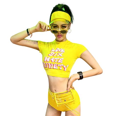 Jazz Dance Costumes Yellow Gogo Dancers Rave Outfit Women Pole Dance