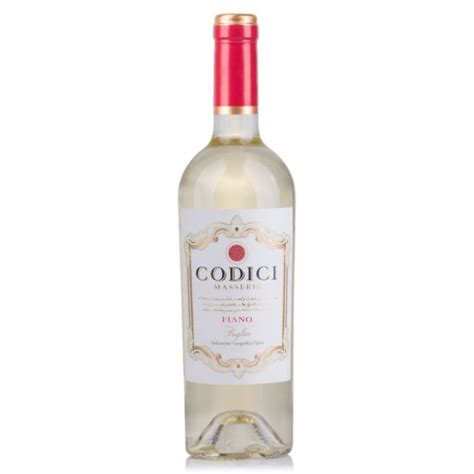 Vinho Branco Italiano Masserie Fiano Puglia Codici 750ml